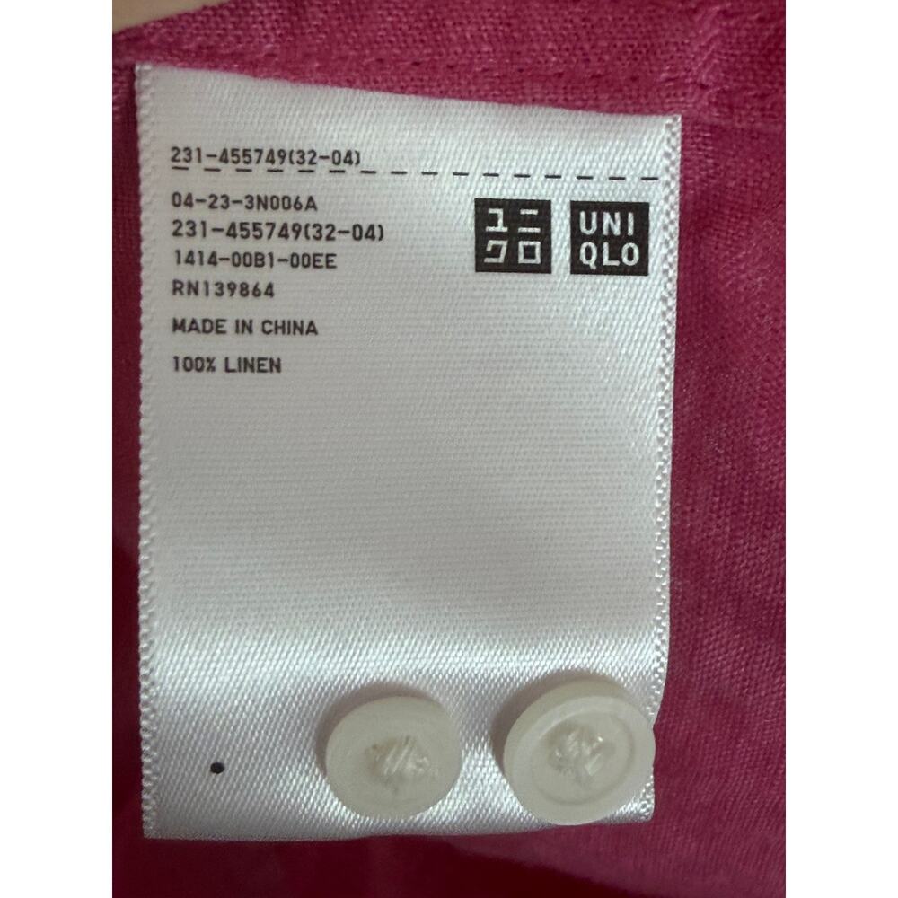 Women's Uniqulo Pink Linen button down shirt‎ top Size Large - Picture 4 of 5